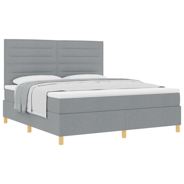 vidaXL Lit avec sommier à ressorts et matelas en tissu gris clair super king