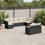 vidaXL Salon de jardin 9 Pièces avec coussins noir résine tressée