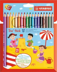 Etui de 18 Crayons de couleur Trio Large + Taille crayon x 6 STABILO