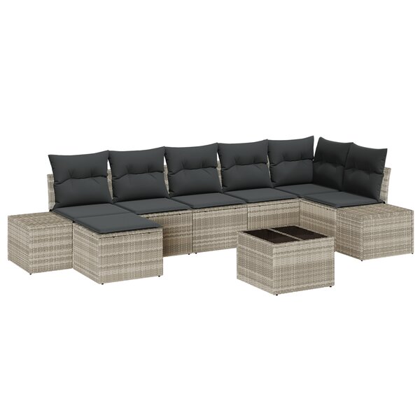 vidaXL Ensemble de canapé de jardin 8 pièces avec coussins gris en poly rattan