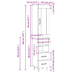 vidaXL Buffet haut Gris béton 34 5x34x180 cm Bois d'ingénierie