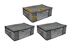 Lot de 3 Sacs de rangement sous lit  50x35x20 cm  35 litres