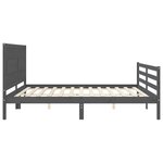 vidaXL Cadre de lit avec tête de lit gris 200x200 cm bois massif