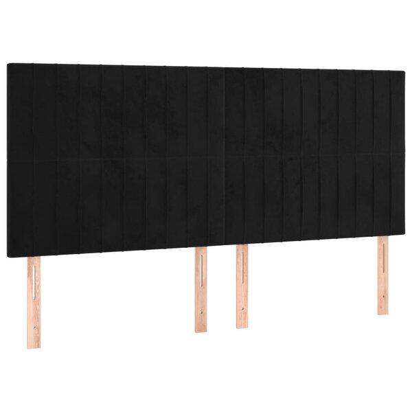 vidaXL Têtes de lit 4 Pièces Noir 80x5x78/88 cm Velours
