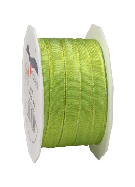 Ruban de soie acetat laitonné lyon 25-m-rouleau 10 mm vert citron