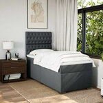 vidaXL Sommier à lattes de lit avec matelas Gris foncé 90x200 cm Tissu