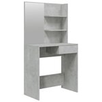 vidaXL Coiffeuse avec miroir Gris béton 74 5x40x141 cm