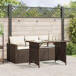 vidaXL Ensemble à manger de jardin avec coussins 2 Pièces marron rotin