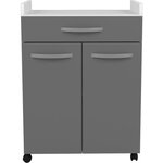 Desserte de 60 cm - 1 Tiroir et 1 Porte - 60 x 44 x 81 cm - Coloris Gris brillant