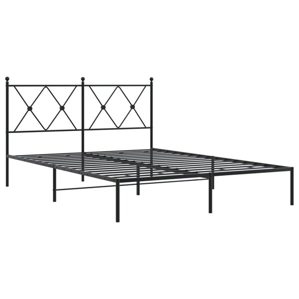 vidaXL Cadre de lit métal avec tête de lit noir 135x190 cm