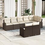 vidaXL Ensemble de canapé de jardin 8 pièces avec coussins en rotin marron