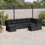 vidaXL Salon de jardin 9 Pièces avec coussins noir résine tressée