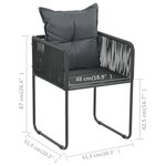 vidaXL Salon de jardin 3 Pièces PVC Résine tressée Noir et marron