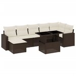 vidaXL Salon de jardin 8 Pièces avec coussins marron résine tressée