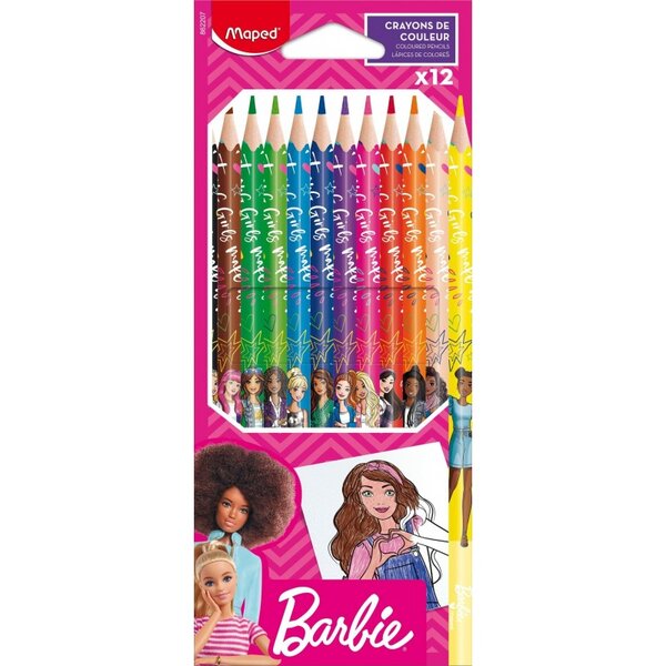 Maped Crayon de couleur Barbie  étui en carton de 12