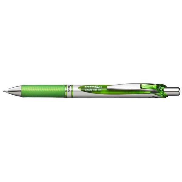Stylo roller encre gel rétractable energel bl77 pointe 0 7 mm vert tilleul x 12 pentel