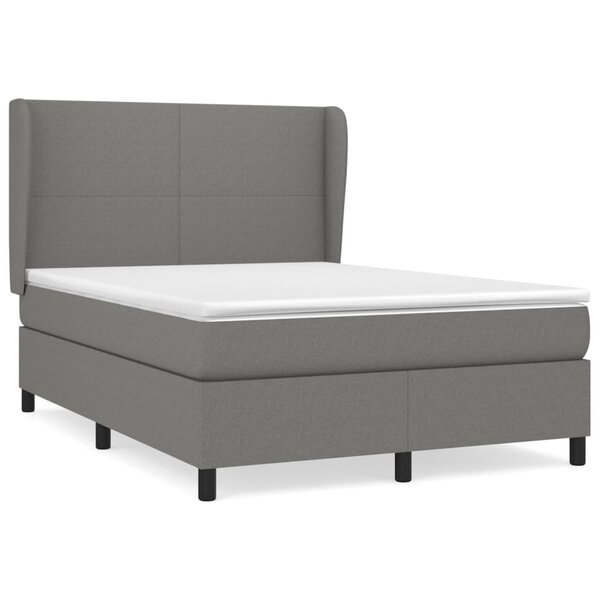 vidaXL Sommier à lattes de lit avec matelas Gris foncé 140x200cm Tissu