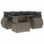 vidaXL Salon de jardin 5 Pièces avec coussins gris résine tressée