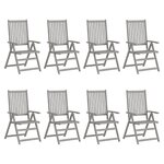 vidaXL Chaises inclinables de jardin et coussins lot de 8 bois acacia