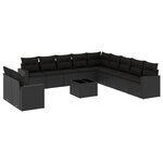 vidaXL Salon de jardin 12 Pièces avec coussins noir résine tressée