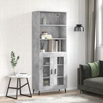 vidaXL Buffet haut Gris béton 69 5x34x180 cm Bois d'ingénierie