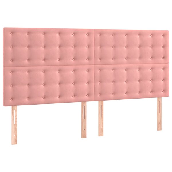 vidaXL Têtes de lit 4 Pièces Rose 100x5x78/88 cm Velours