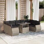 vidaXL Salon de jardin avec coussins 10 Pièces gris clair résine tressée