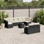 vidaXL Salon de jardin 10 Pièces avec coussins noir résine tressée