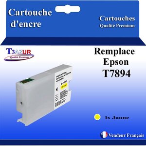 T3AZUR- Cartouche Compatible avec Epson T7894 T7914 remplace Epson WorkForce Pro WF-5110DW WF-5190DW WF-5620DWF WF-5690DWF Jaune