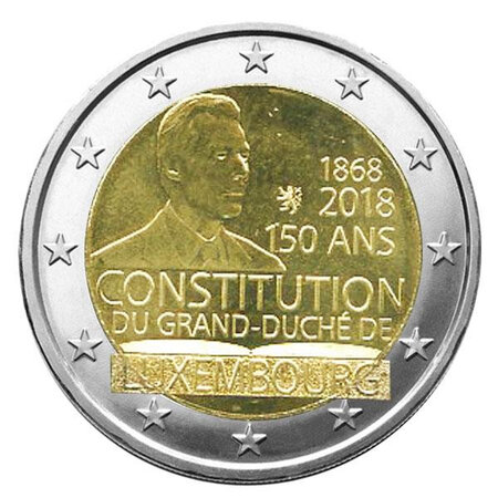 Monnaie 2 euros commémorative luxembourg 2018 - la constitution