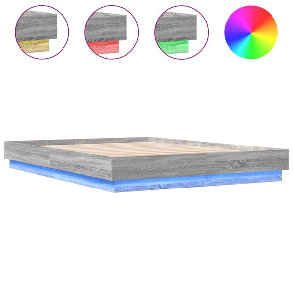 vidaXL Cadre de lit avec lumières LED sonoma gris 160x200 cm