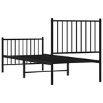 vidaXL Cadre de lit métal avec tête de lit/pied de lit noir 75x190 cm