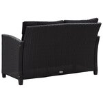 vidaXL Canapés de jardin 6 Pièces avec coussins Résine tressée Noir