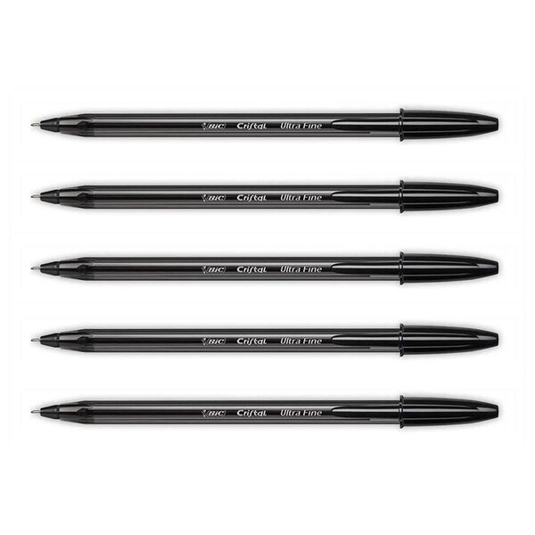 Stylo Bille Cristal Exact Pointe Ultra Fine Noir x 5 BIC