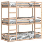 vidaXL Lit superposé triple 75x190 cm bois de pin massif