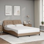 vidaXL Cadre de lit avec lumières LED cappuccino 120x200 cm similicuir