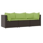 vidaXL Salon de jardin 3 Pièces avec coussins marron résine tressée