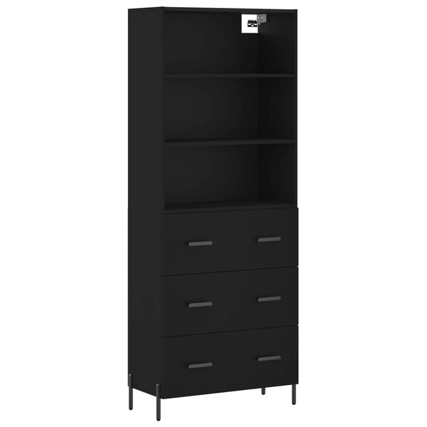 vidaXL Buffet haut Noir 69 5x34x180 cm Bois d'ingénierie