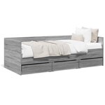 vidaXL Lit de jour et tiroirs sonoma gris 75x190 cm bois d'ingénierie