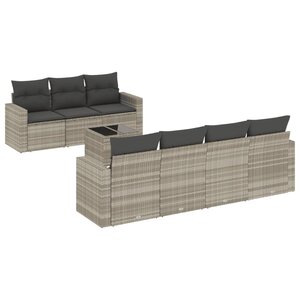 vidaXL Salon de jardin 8 Pièces avec coussins gris clair résine tressée