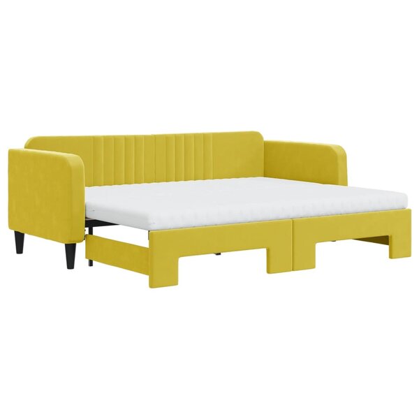 vidaXL Lit de jour avec lit gigogne et matelas jaune 80x200 cm velours