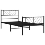 vidaXL Cadre de lit métal avec tête de lit/pied de lit noir 90x190 cm