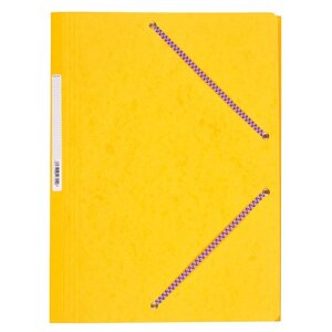 Chemise Carte Lustée 24 x 32 cm à rabats avec élastique et étiquette de dos Jaune COUTAL