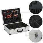 vidaXL Valise à outils 46 x 33 x 16 cm Argenté Aluminium