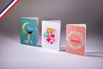 Boîte de 6 cartes doubles sugar candy créées et imprimées en france avec 6 enveloppes