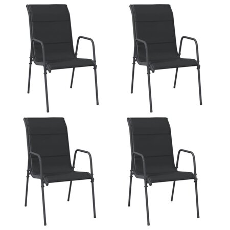 vidaXL Chaises de jardin 4 Pièces Acier et textilène Noir