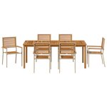 Ensemble de Salle à Manger de Jardin vidaXL 7 Pièces Beige Poly Rattan Acacia