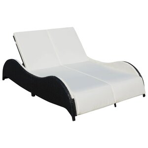 vidaXL Chaise longue double avec coussin Résine tressée Noir