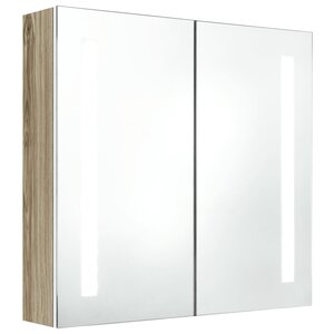 vidaXL Armoire de salle de bain à miroir LED blanc et chêne 62x14x60cm