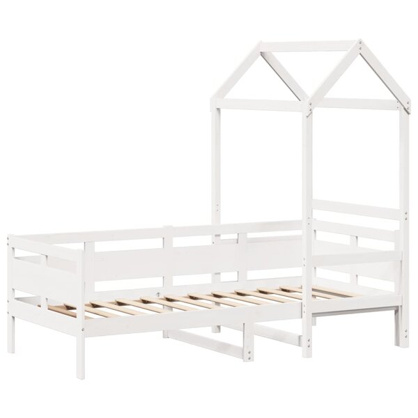 vidaXL Lit de jour avec toit blanc 90x200 cm bois de pin massif